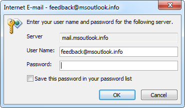 Password not remembered in Outlook XP on Vista/7