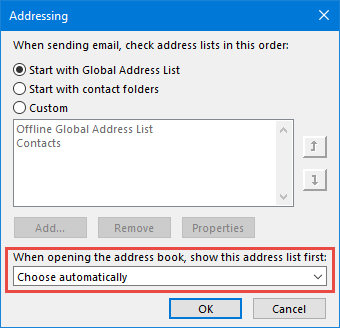 sending mail to private contact list outlook 2016