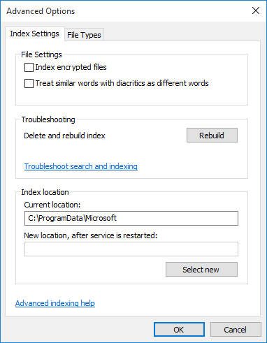 outlook 2016 indexing status