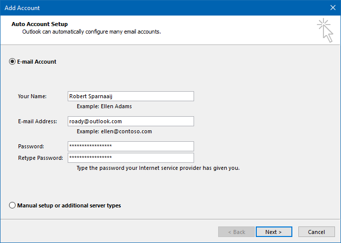 how to add another account to outlook 2013