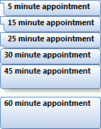 Square block indents in front of appointment and meeting blocks