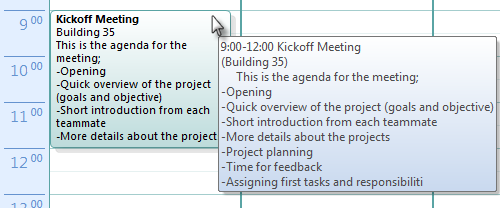 Showing Appointment and Meeting details and notes directly in the Calendar  