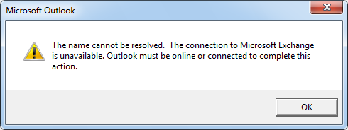 what does it mean if microsoft outlook cannot connect to server