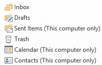 outlook folder this computer only