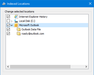 outlook 2016 indexing pst files