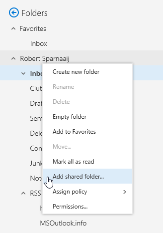 Outlook Web Add Shared Folder 