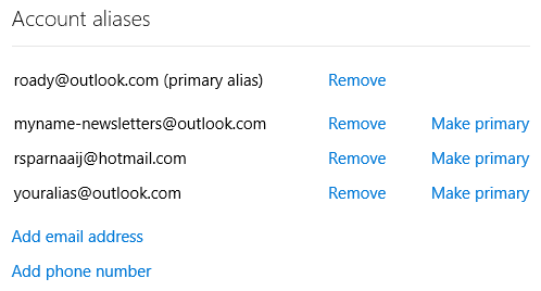 how to change primary alias phone number in microsoft account