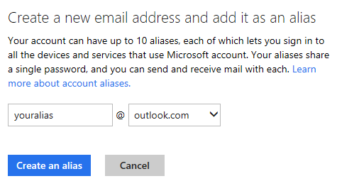how to create a new email address for outlook