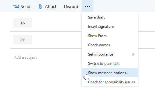 how to setup read receipt in outlook for one email